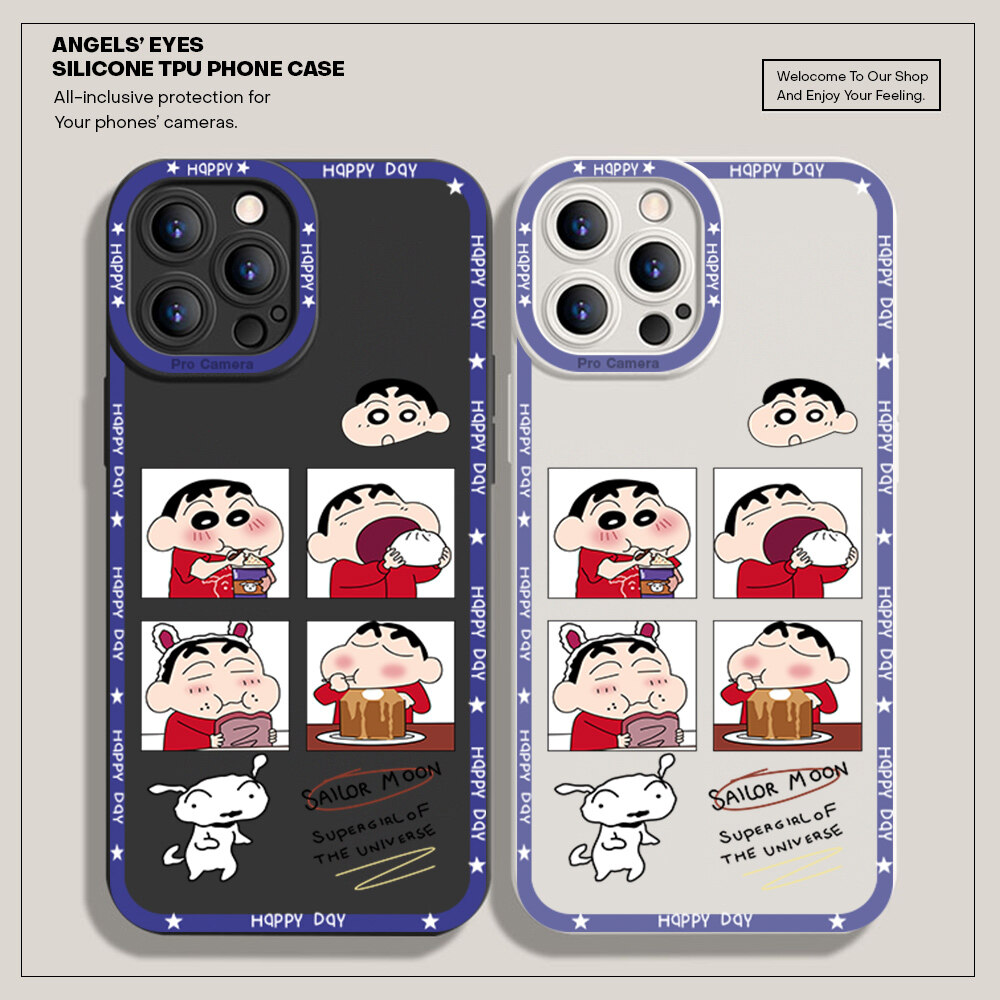 Hontinga Casing Case For Samsung Galaxy Note 20 Note20 Ultra Case Chibi Maruko Crayon Square Soft Silicone Full Cover Camera Protection Shockproof Rubber Cases Back Cover Phone Casing Softcase For Boys Girls