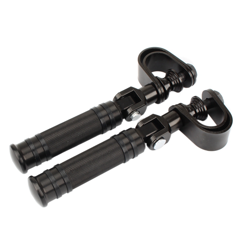 Universal Motorcycle Passenger Foot Pegs - Chrome And Black, Fits Harley Honda Yamaha Suzuki Kawasaki (1 Pair)