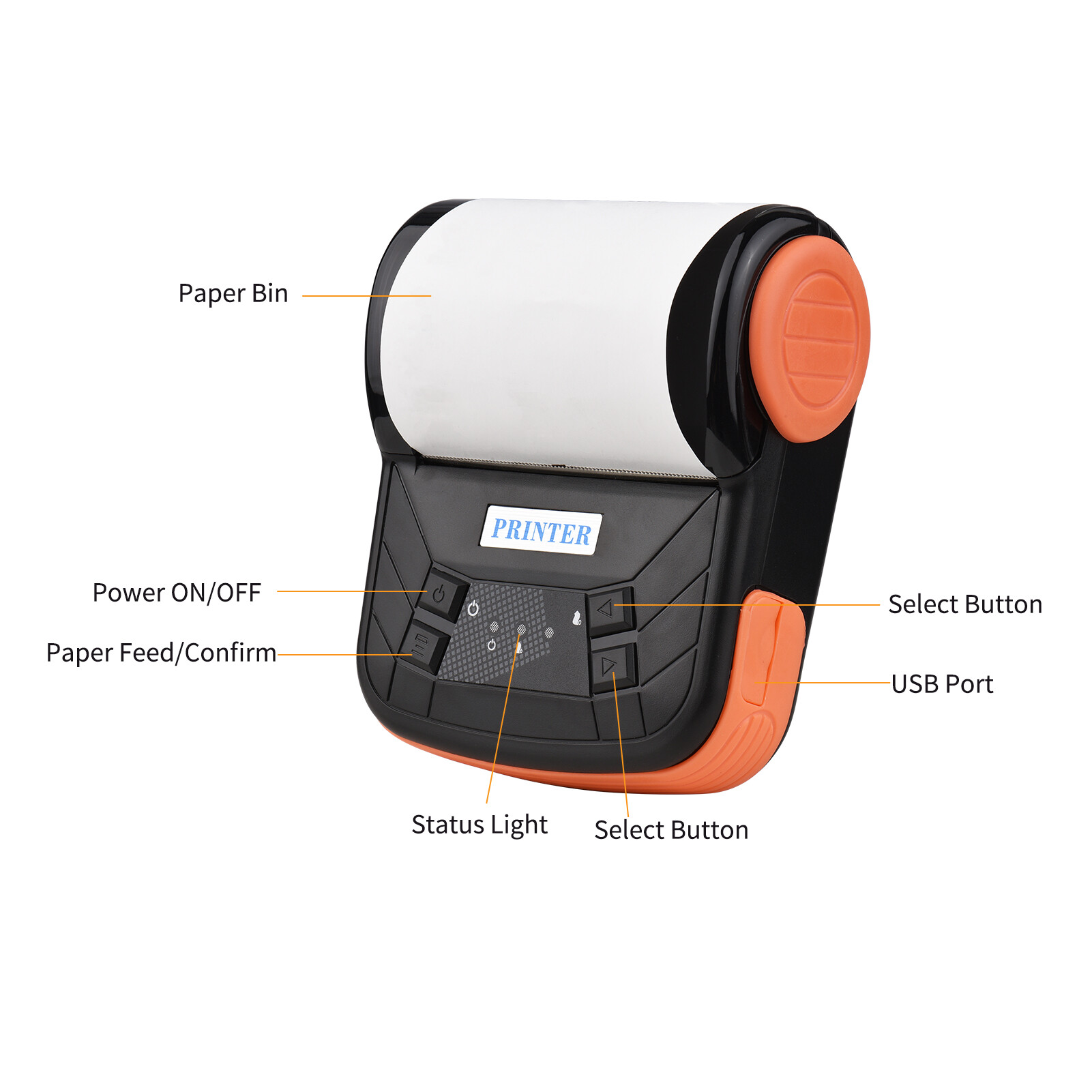 KKmoon Portable 80mm Receipt Printer Wire-less BT Thermal Receipt Printer Mobile Bill Printer Compatible with Android/iOS/Windows System ESC/POS Print Command for Small Business Restaurant Retail Store