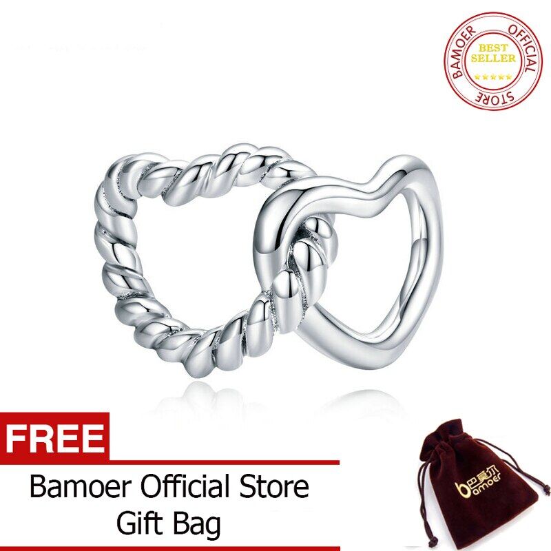 BAMOER Genuine 925 Sterling Silver Closer Hearts Charm For Bracelet Women Fashion Jewelry SCC1563