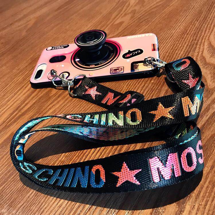 RTY Case For iPhone X iPhone XS MAX XR iPhone 7 Plus 8 Plus iPhone 7 8 iPhone 6 Plus 6S Plus iPhone 6 6S iPhone 5 iPhone 5c iPhone 5S 3D Cute Retro Camera lanyard Casing Grip Stand Holder Silicone Phone Case Cover With Adjustable lanyard