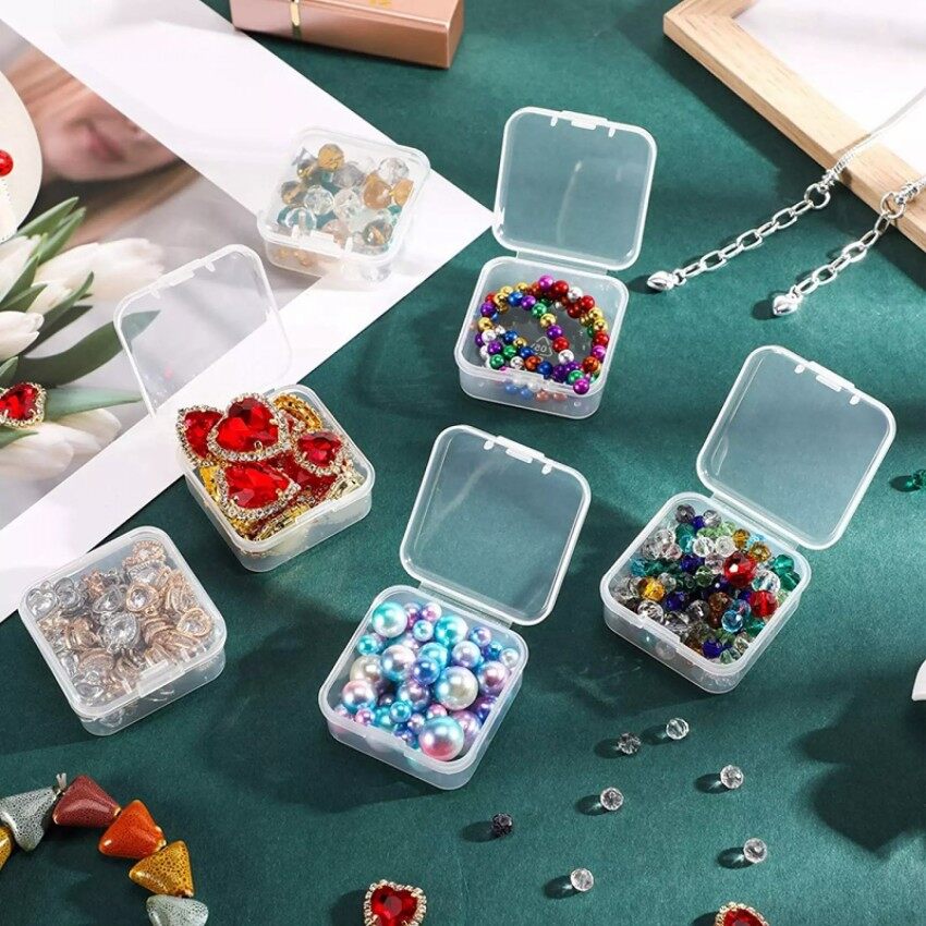6 Hộp Đựng Đồ Bằng Nhựa Trong Suốt Mini Có Nắp Đậy Hộp Có Bản Lề Trống Cho Hạt Dụng Cụ Trang Sức Hộp Sắp Xếp Trưng Bày