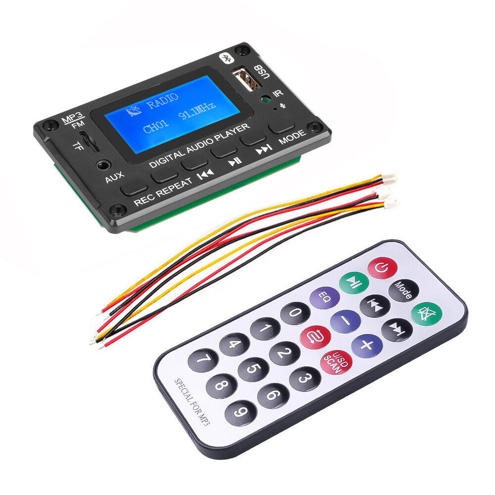 Bảng Giải Mã Bluetooth 5.0 Không Dây Màn Hình LED DC 5V 12V Mô-đun Trang Trí MP3 Máy Phát MP3 WMA Có Chức Năng Ghi Âm