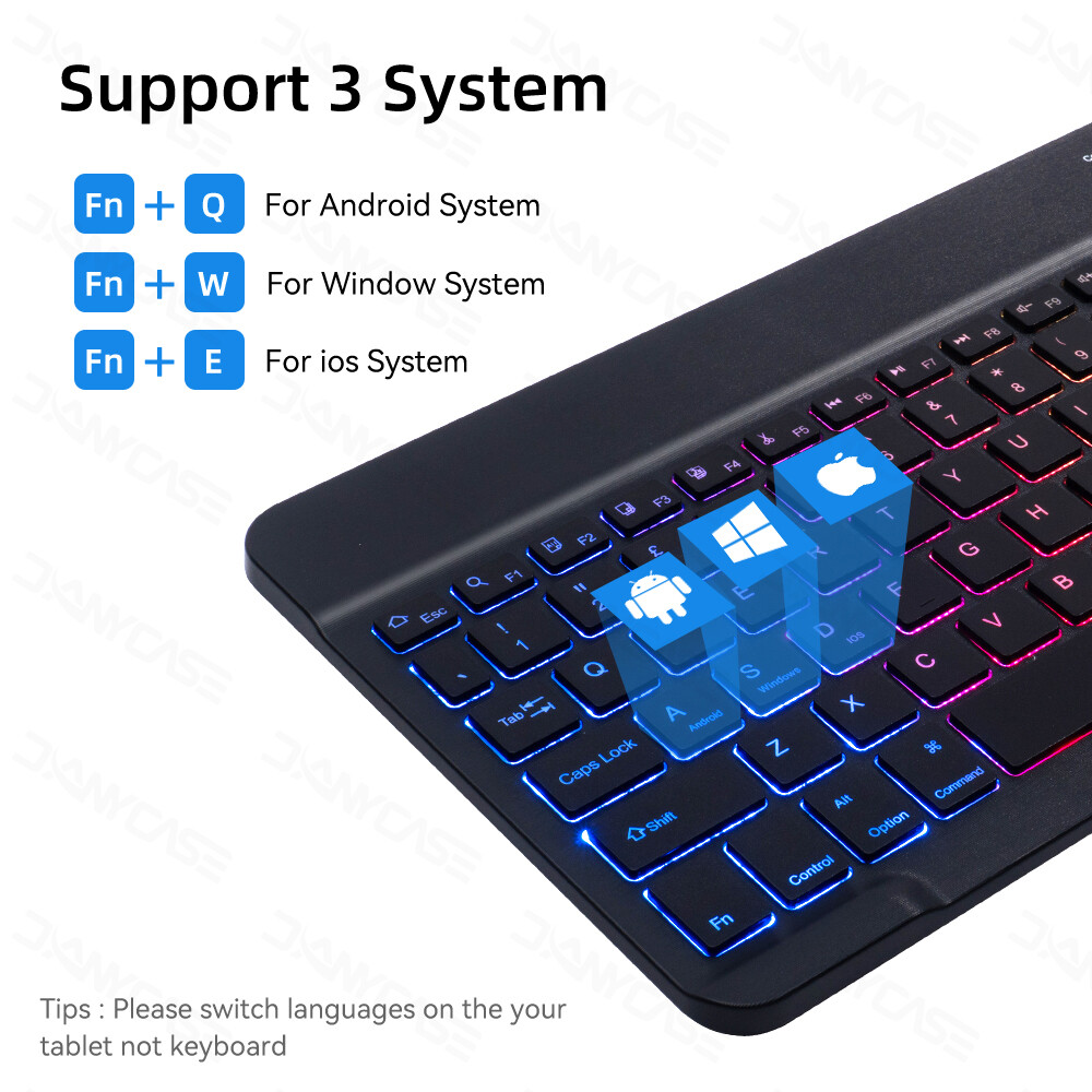 RGB Backlit Keyboard For Tablet iPad Phone PC Bluetooth-compatible Rechargeable 10inch Wireless Keyboard