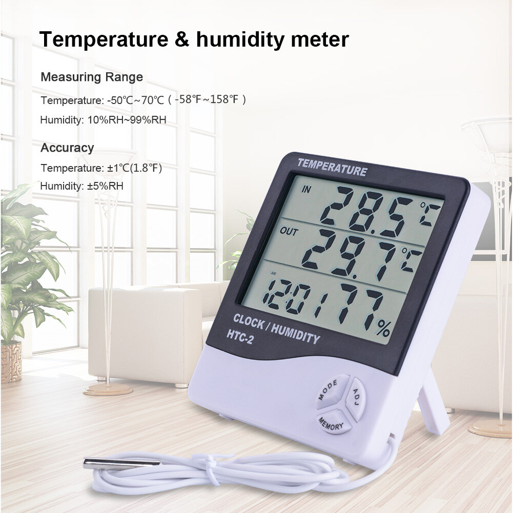 Digital LCD Temperature Meter Hygrometer Electronic Temperature Humidity Meter Weather Station Indoor Outdoor