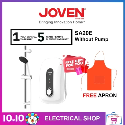 Joven Water Heater Without Pump SA20E (White Showerhead) (Free Apron)