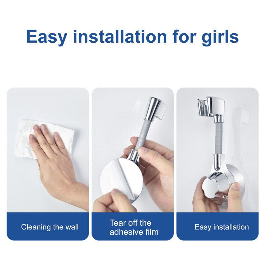 Giá đỡ đầu vòi sen 360 ° giá đỡ phòng tắm nhà tắm có thể điều chỉnh cho vòi hoa sen tắm Giá đỡ xô đầu dính mạnh vào tường