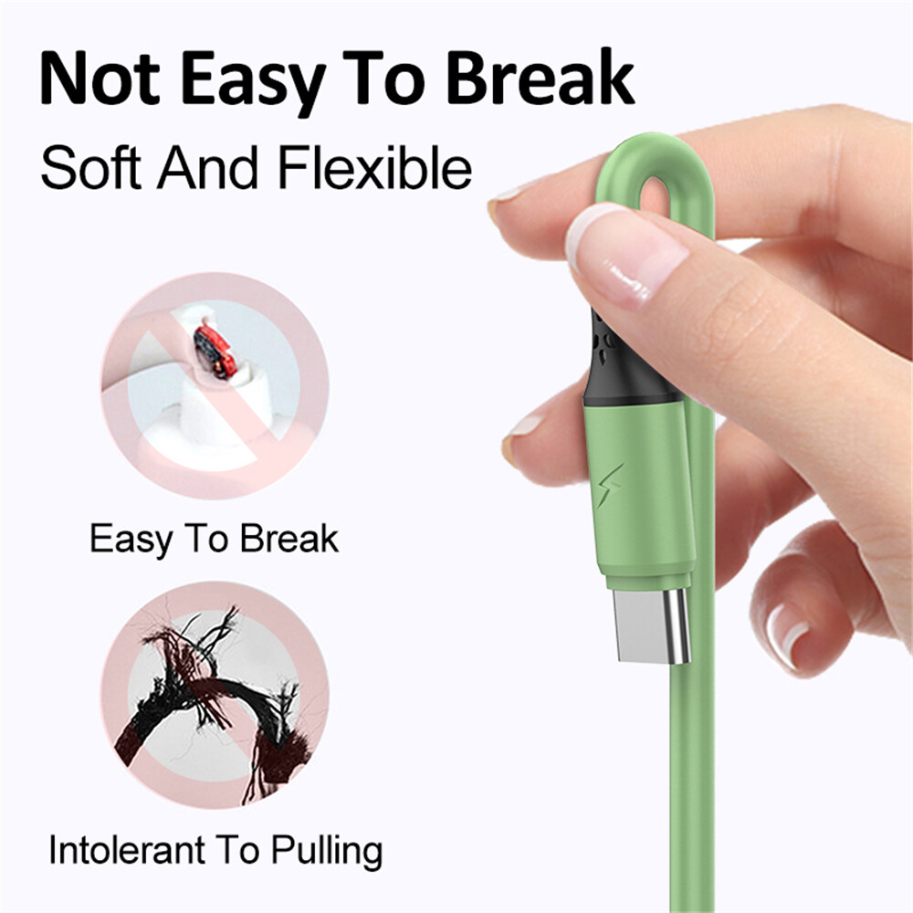 Lenuo 1.2M Liquid Silicone 3 In 1 Fast Charging Cable Usb To Lightning / Type C / Micro USB Charging Cable For IPhone Samsung Huawei Xiaomi Vivo Oppo USB Cable