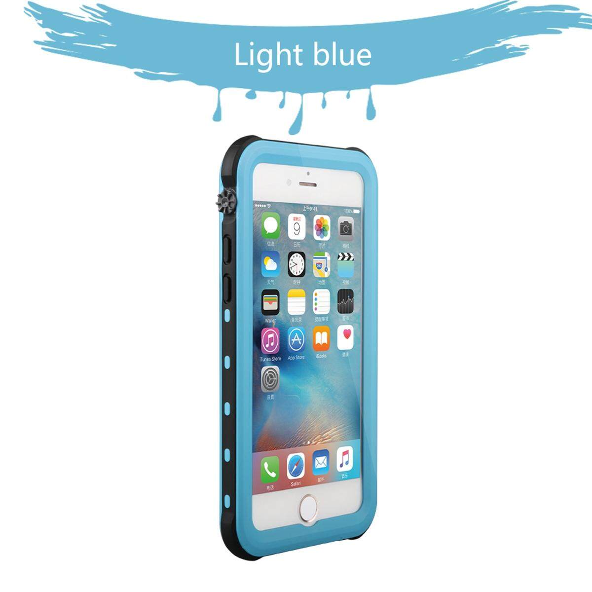 Tahan Air Case untuk iPhone 7 Iphone 8 Tahan Air Case Yang Tepat Tahan Jatuh Anti Gores Pelindung Telepon Biru Muda