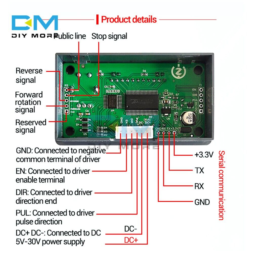 diymore Bộ Điều Khiển Động Cơ Bước SMC01 42 57 Bảng Điều Khiển Tốc Độ Xung Góc Ngược Và Tích Cực Điều Khiển Động Cơ Truyền Thông Nối Tiếp PLC Lập Trình