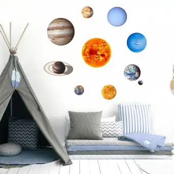 10 Pcs Planets Diy Wall Sticker Pvc Luminous Solar System Planet Glow In The Dark Wall Decal Kids Room Home Decor 5