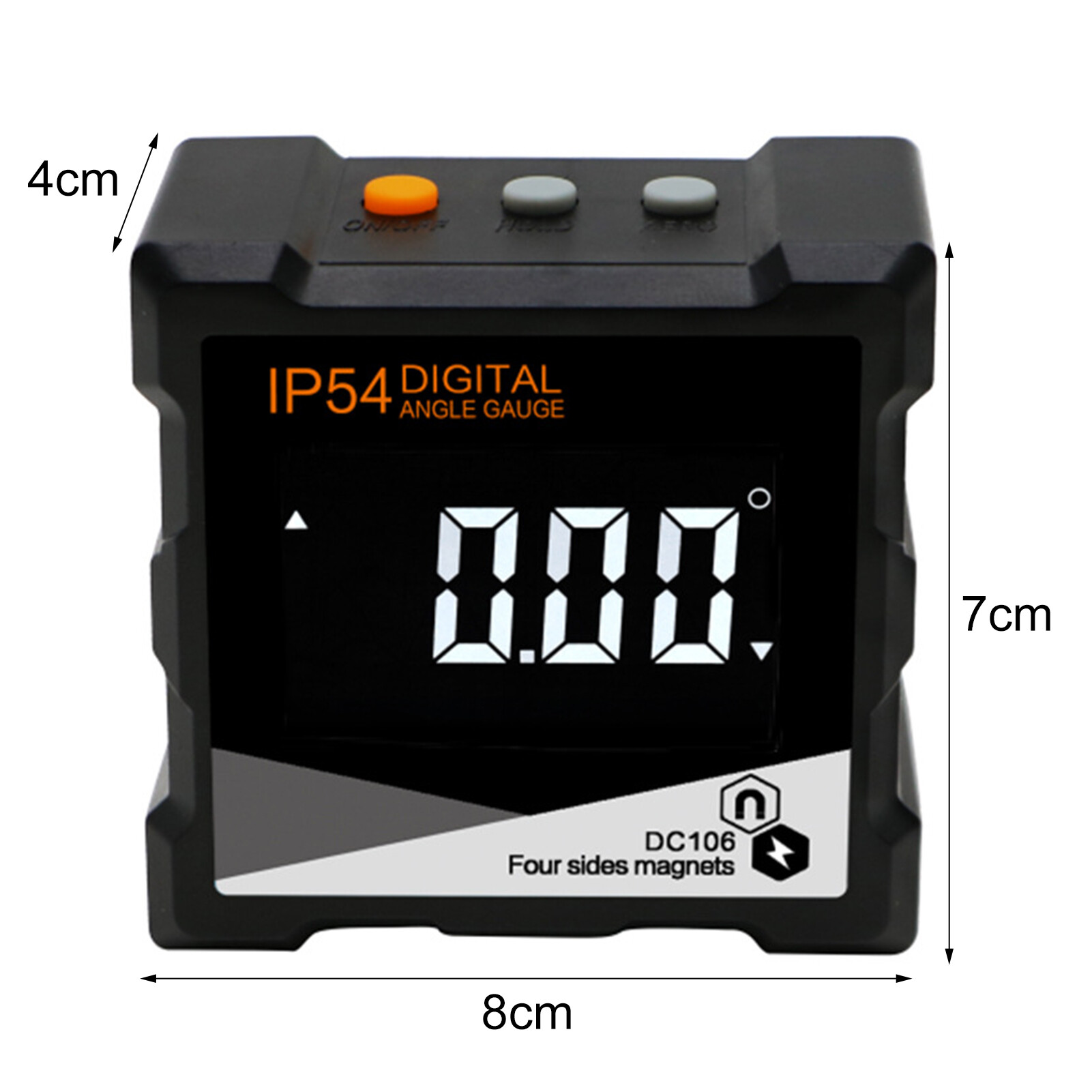 Farfi Digital Angle Protractor High Precision Strong Suction LCD Display Screen IP54 4 x 90 Degree Four-side Magnets Bevel Meter for Manufacturing Useful Digital Angle
