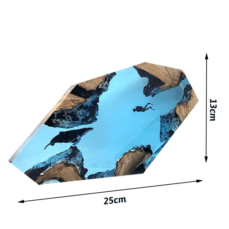 Đèn Gỗ Epoxy Lớn, Đèn Ngủ Đại Dương 3D Với Thợ Lặn Và Lưng Gù Cá Voi, Đèn Bàn Nghệ Thuật LED, Đèn Bàn Thần Kỳ Cho Tiệc Cưới Và Trang Trí Nhà Cửa