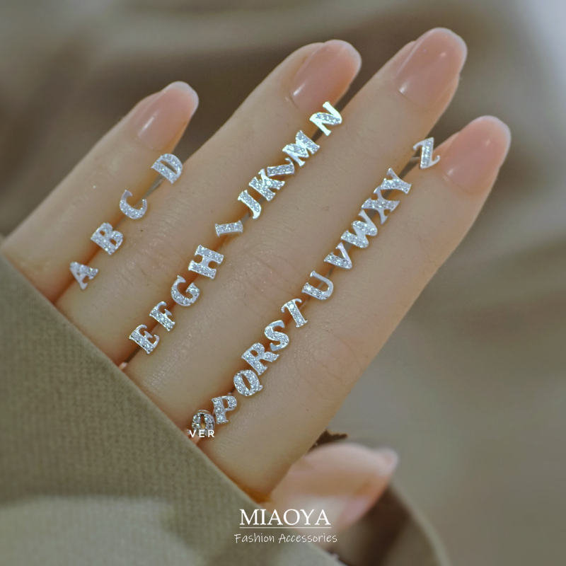 MIAOYA 26 English Letter Stud Earrings For Women Luxury Crystal Earrings For Students Exquisite Birthday Gift 1 PIC