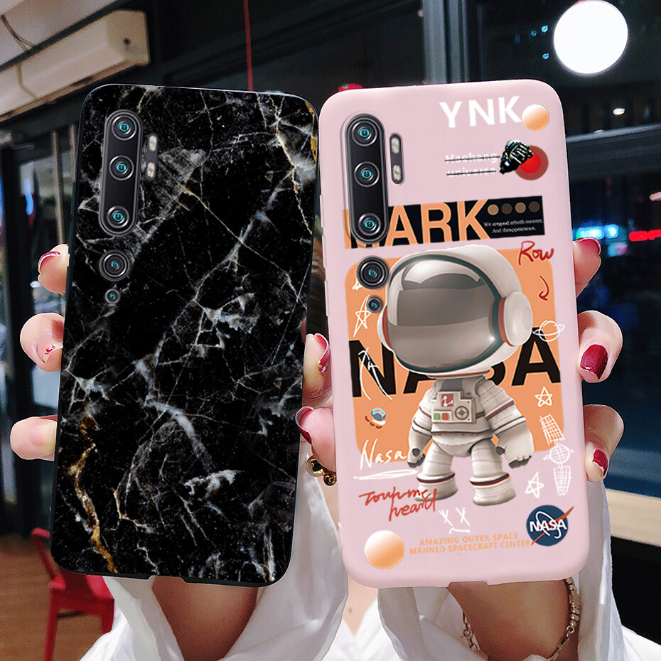 For Xiaomi Mi Note 10 Pro Case Black Astronaut Marble Painted Soft Slim Phone Cases For Xiaomi Mi Note 10 Pro Back Cover