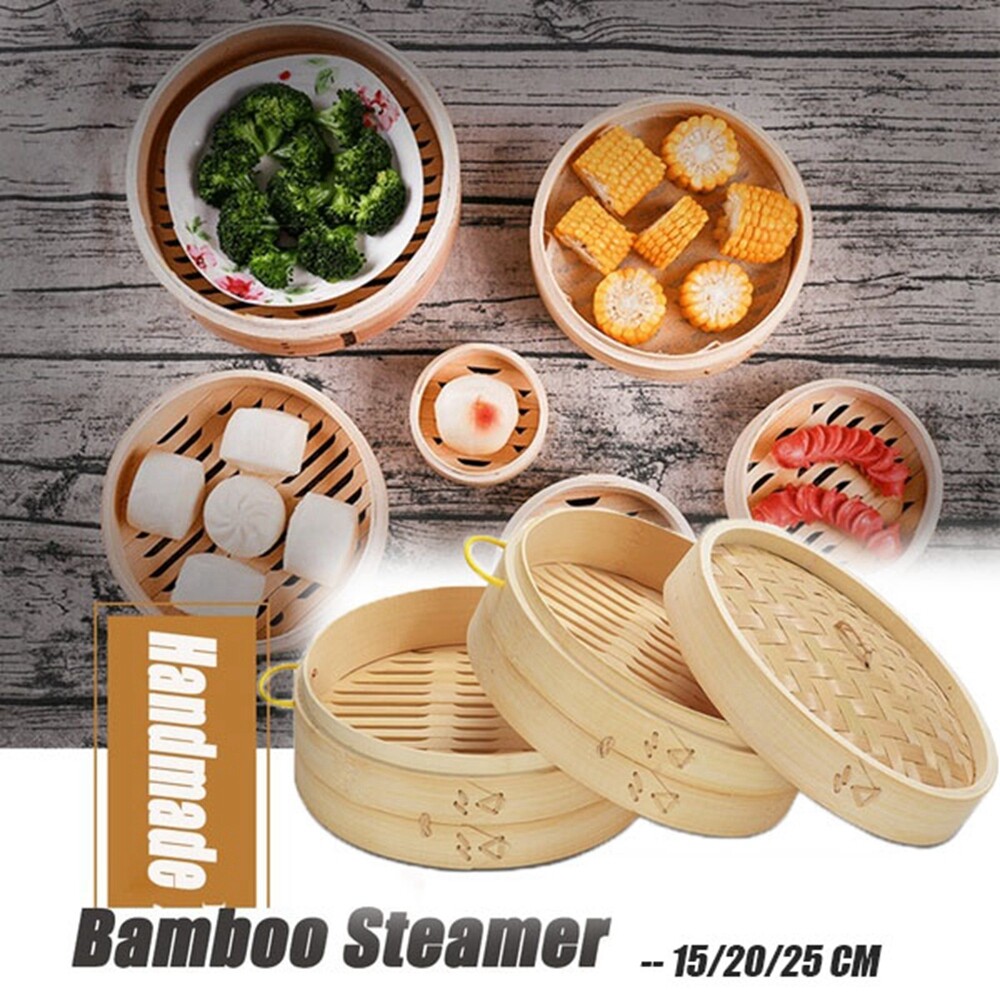 CILL Dumpling Wooden Fish with Handle Buns Making Cookware Cover Cage Kitchen Tool Bamboo Steamer Basket