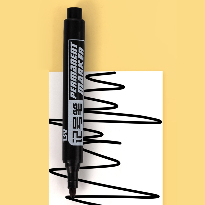 Homenhome 1Pc Black Permanent Marker Pen Oil-based Tips Signature Pen BV-102 Waterproof Markers Brush Pen Sketch Based Markers Drawing Pens Art Supplies Designer Paint Pen