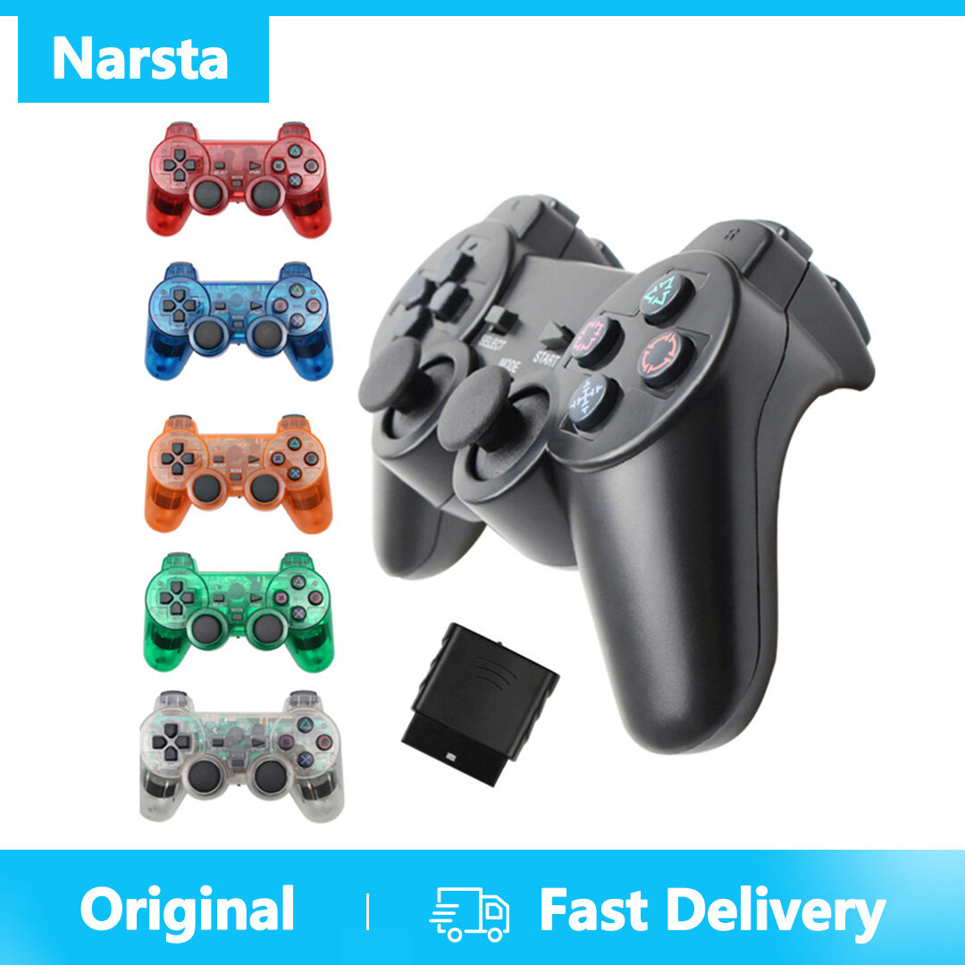 Narsta Tay Cầm Chơi Game Không Dây Cho Sony PS2 Điều Khiển Cho Playstation 2 Bảng Điều Khiển Cần Điều Khiển Rung Hai Đầu Cần Điều Khiển Chống Sốc Không Dây Controle