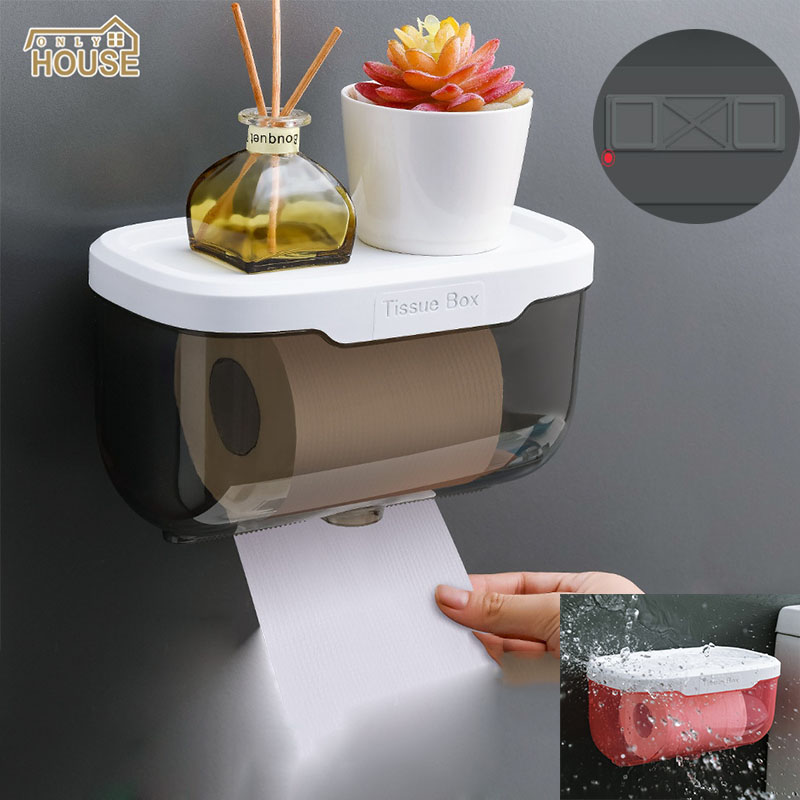 Tissue box transparent non-perforated wall-mounted toilet tissue box creative simple waterproof and moisture-proof toilet pumping box