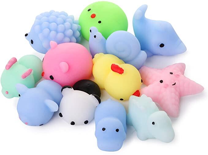 10Pcs Models All Different Cute Mini Slow Rising Squeeze Ball Cell Soft Squishy Sticky Animals Healing Anti-stress Toy Stress Reliever Funny Gift Toys