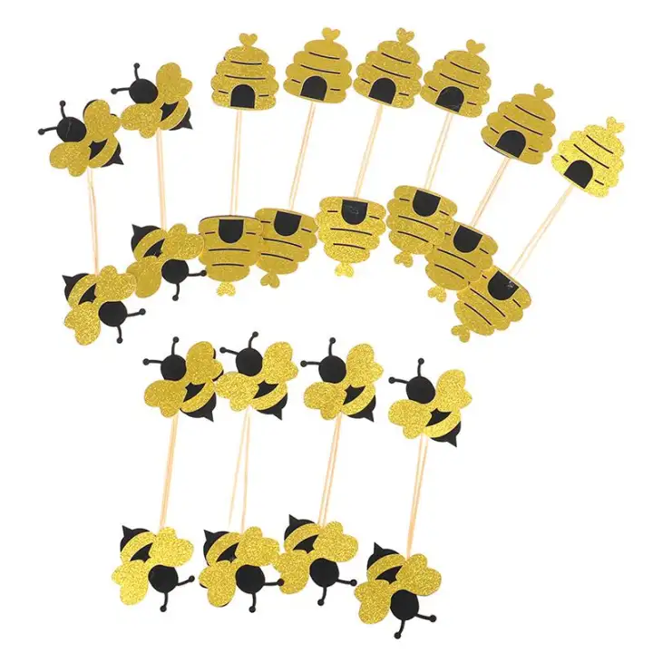 Graceful 12pcs Baby Shower Party Bee Cake Topper Decoration Diy