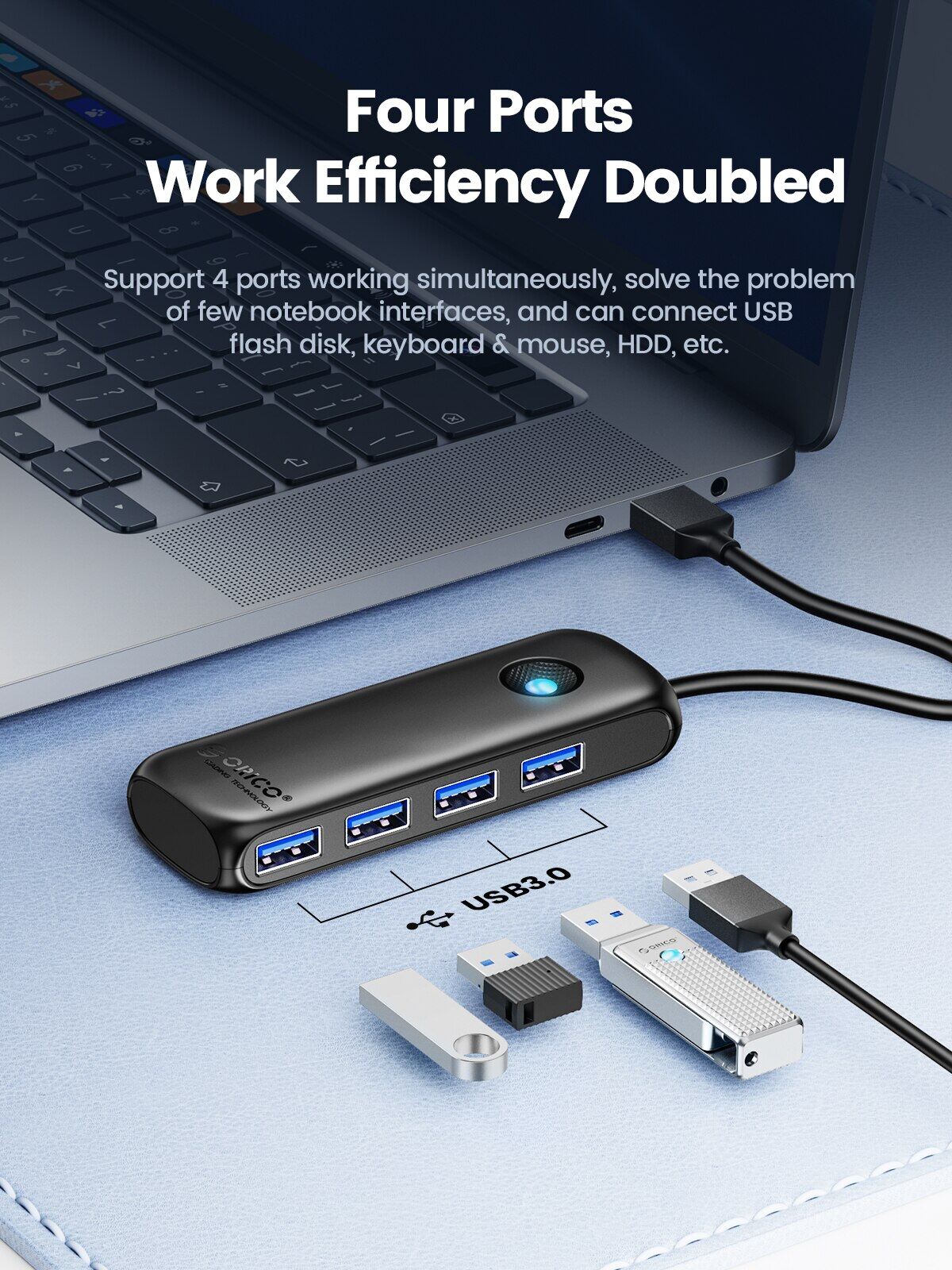 ORICO USB Hub USB3.0 USB2.0 Đa Bộ chia USB Bộ chuyển đổi điện 4-Cổng Đa-Extender Bộ chuyển đổi OTG Cho Máy tính để bàn Phụ Kiện