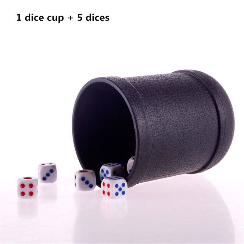 1 set pvc dice cup board game ktv pub casino party game dice box with 5 dices black