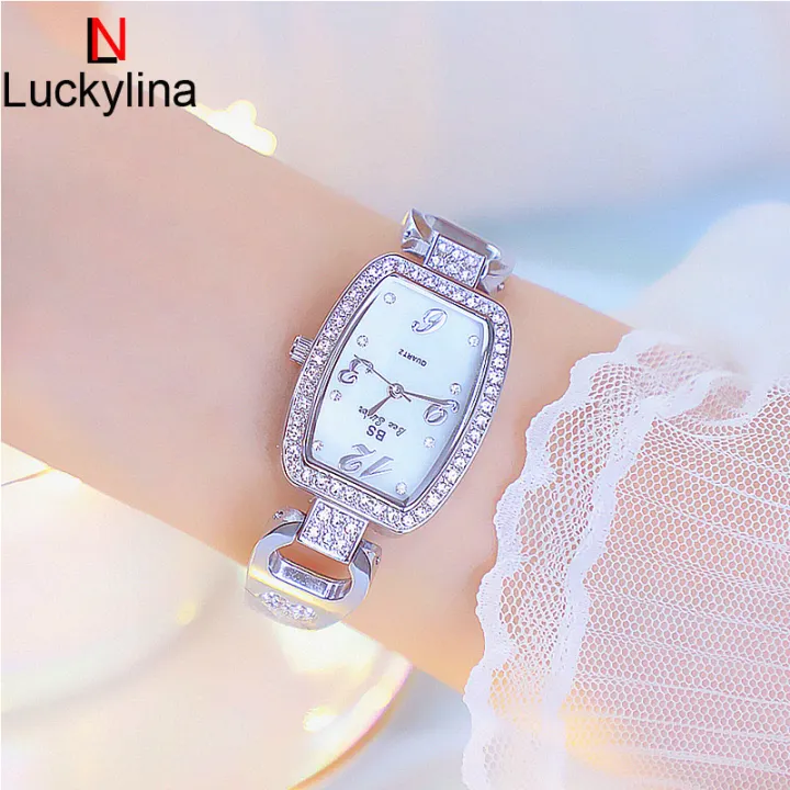 Bs Bee Sister 1095 New Arrival Fashion Womens Watches Elegant Stainless Steel Alloy Strap Waterproof Quartz Square Shape Watches Diamond Austria Imported Rhinestone Luxury Ladies Wristwatches Lazada