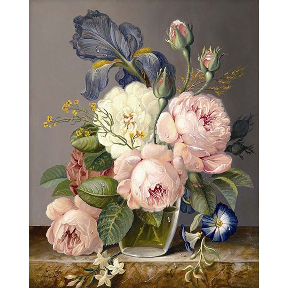 Painting By Numbers Kit DIY Color Flowers Canvas Oil Art Picture Craft