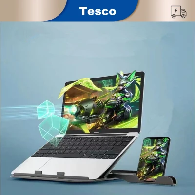 Tesco laptop stand height adjustable with mobile phone stand portable ergonomic foldable computer stand suitable for 11-17 inch laptop