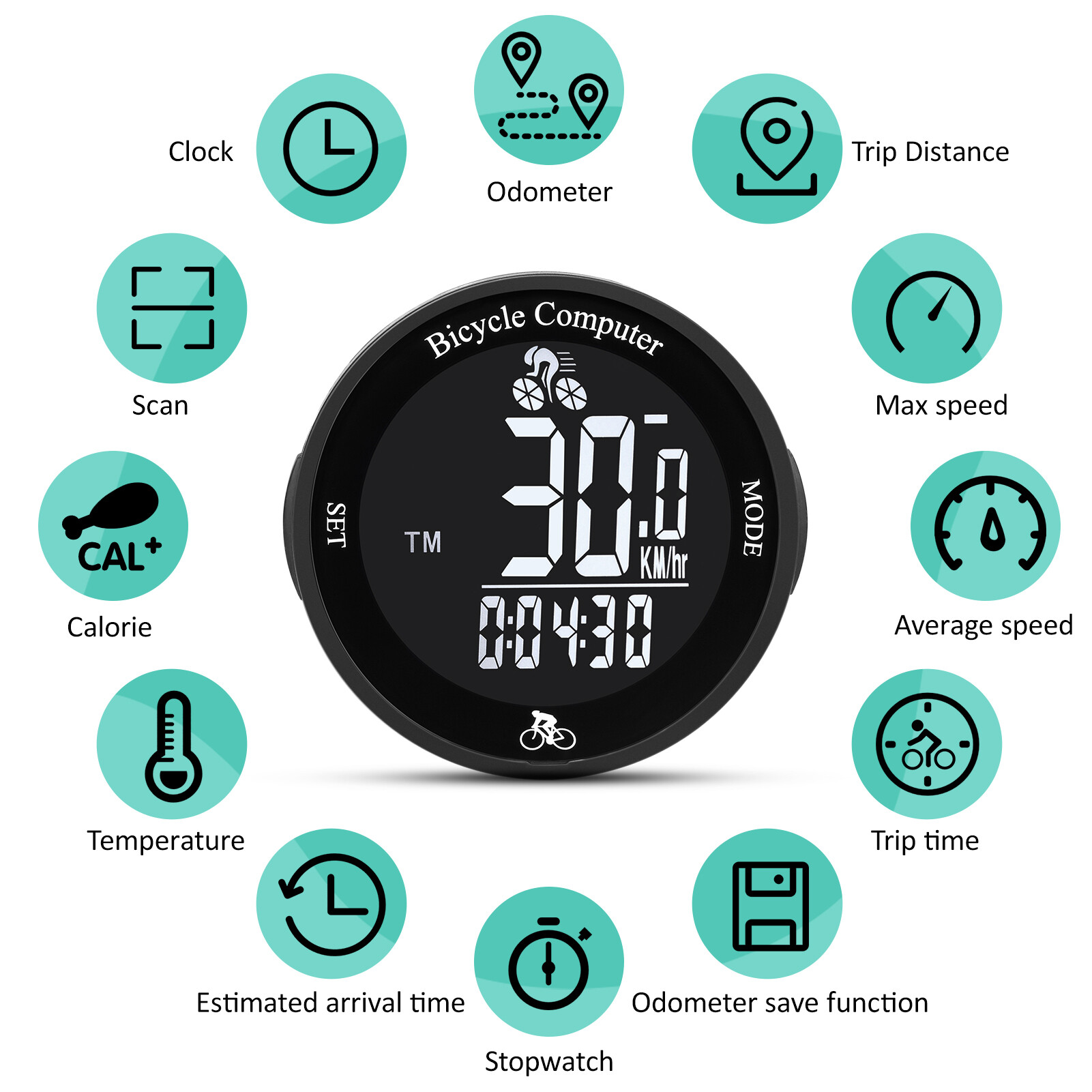 Đồng Hồ Đo Tốc Độ Màn Hình LCD Đa Chức Năng Chống Nước-INTL