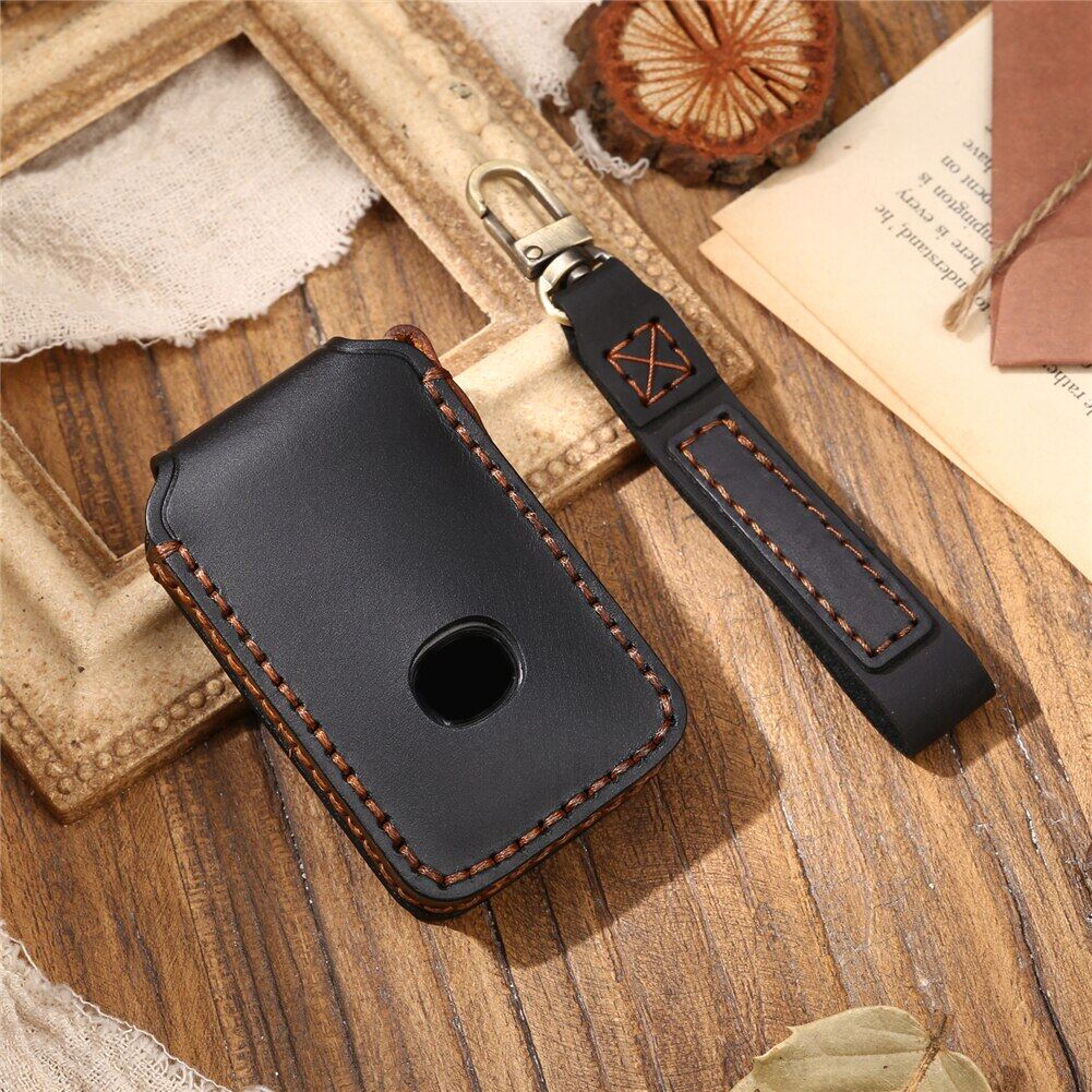 Sukisa auto parts genuine leather car remote key case cover holder shell bag keychain for mazda 3 cx30 cx5 cx8 cx9 2019 2020 2021 3 / 4 buttons