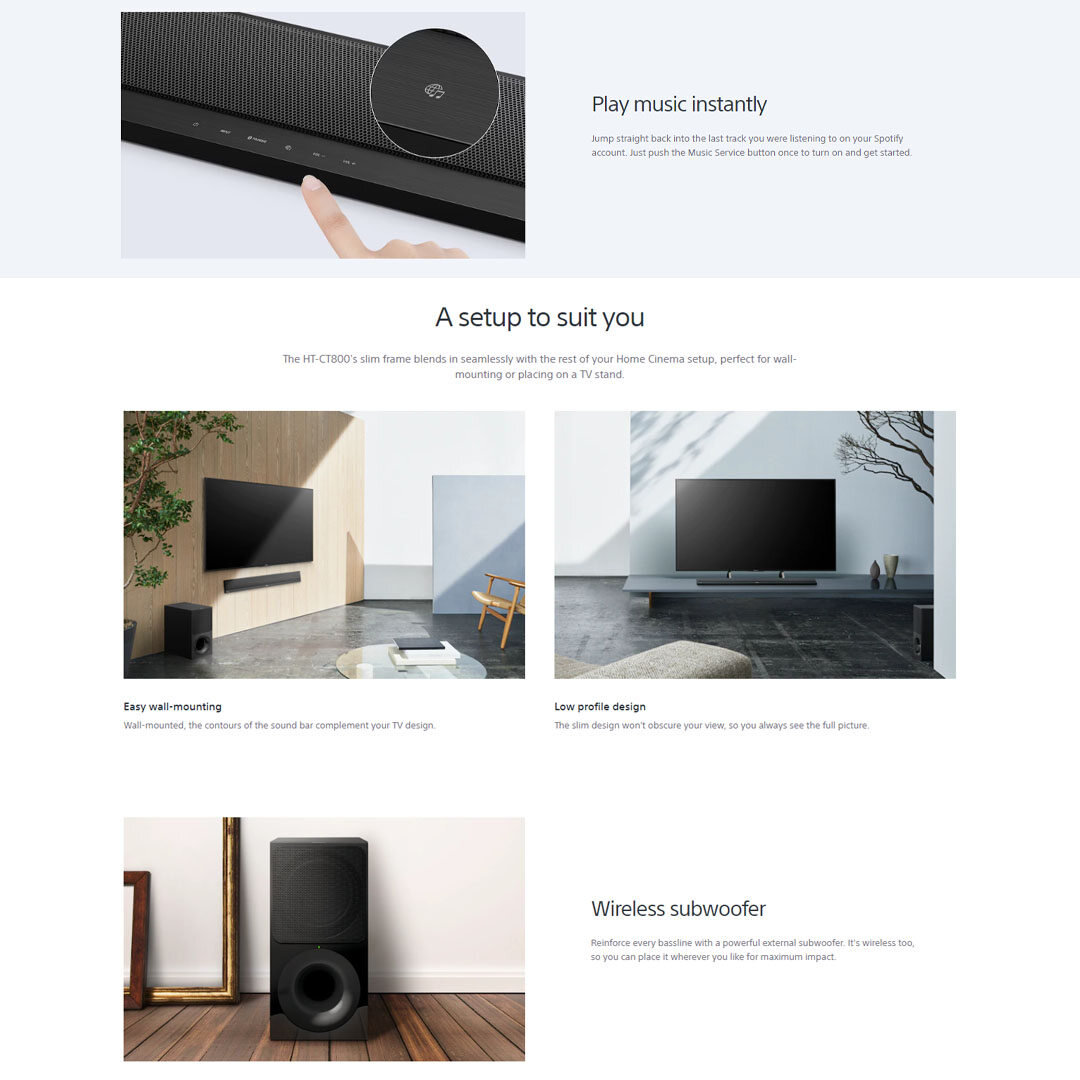 SONY 350W CH Soundbar Black HT-CT800 1080P Bluetooth