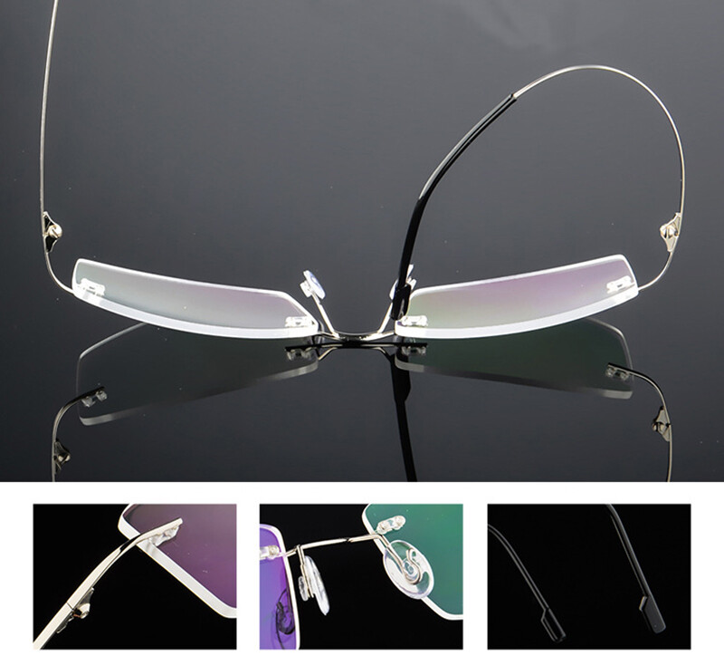 Gọng Kính Siêu Nhẹ Hợp Kim Titan, Thiển Cận Kính Mắt Khung Kính Quang Học Framess Hình Chữ Nhật, Với Thể Thay Thế Ống Kính