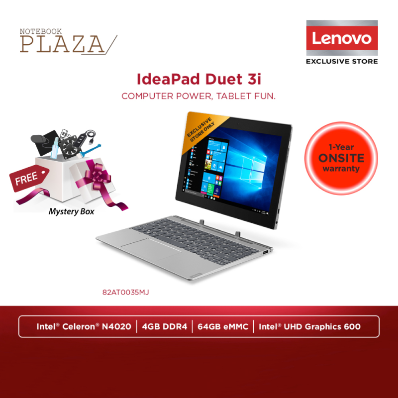 Lenovo IdeaPad Duet 3 10IGL5 82AT0035MJ 10.3 WUXGA Touch Laptop Graphite Grey ( Celeron N4020, 4GB, 64GB, Intel, W10 ) Malaysia