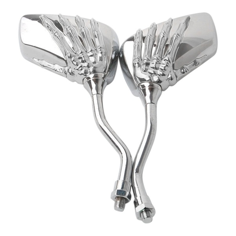 JPK1 Pair Left Right Skeleton Skull Hand Claw Motorcycle Motor Rearview Side Mirrors Bike Rear View Mirror