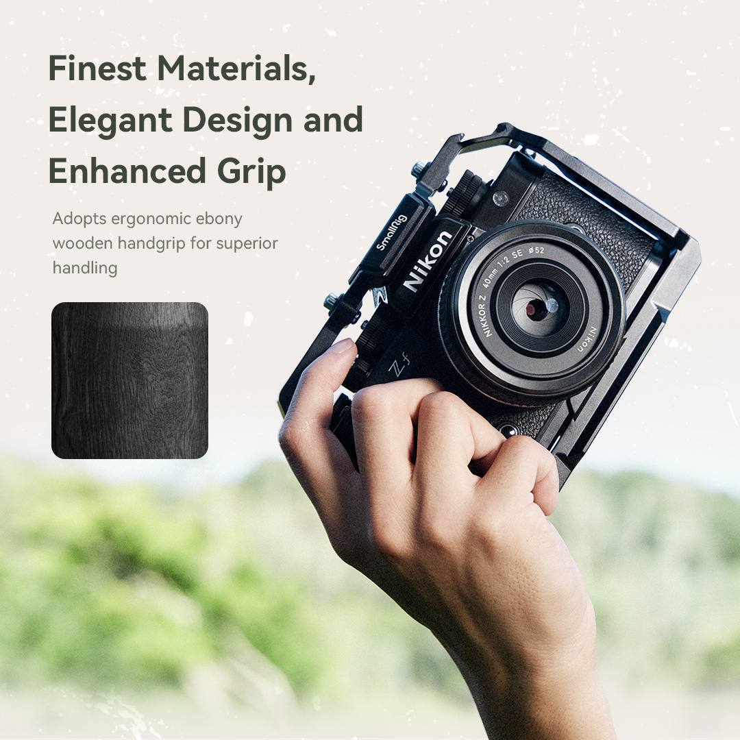 SmallRig ZF Camera Cage L-Shape Bracket Wooden Handle cho Nikon Z f 4262 / 4261 / 4801