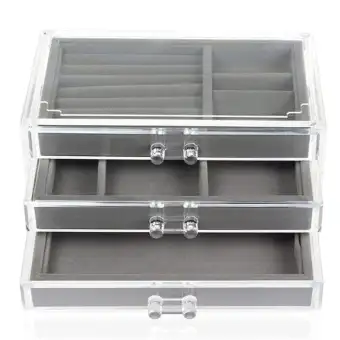 Drawers Jewelry Organizer Box For Necklaces Case 3 Layers Earring