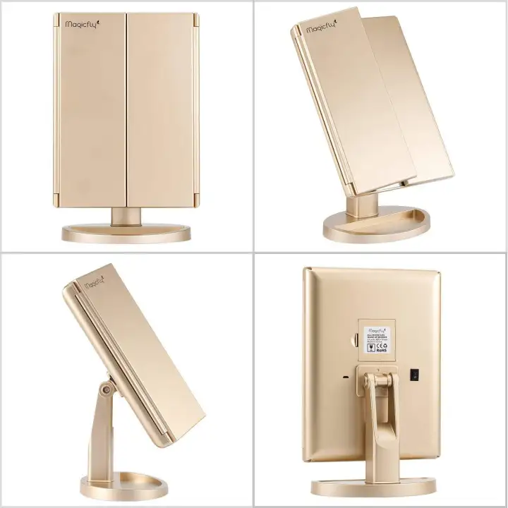 Tri Fold Lighted Vanity Makeup Mirror With 1x 2x 3x 10x Tri Fold Lighted Vanity Makeup Mirror