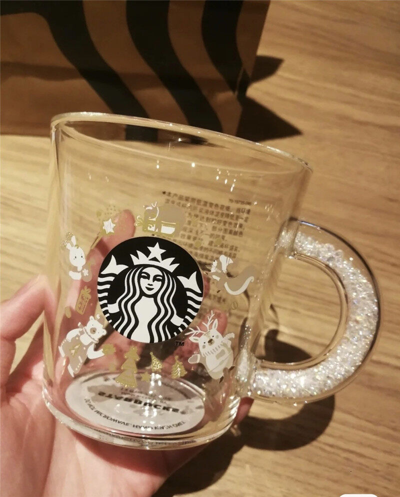 Explosive Hot Sale Starbus Cold Gradient Glass Creative Crystal Grain Handle Creative High-value Cold Drink Color Changing Glass Starbuck Singapore