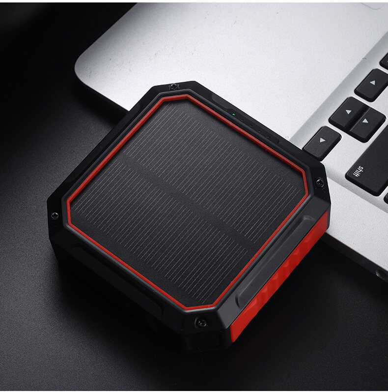 Zeallion Solar Power Bank 10000mAh built in Cable USB Type C Portable Solar Charger Mini Powerbank