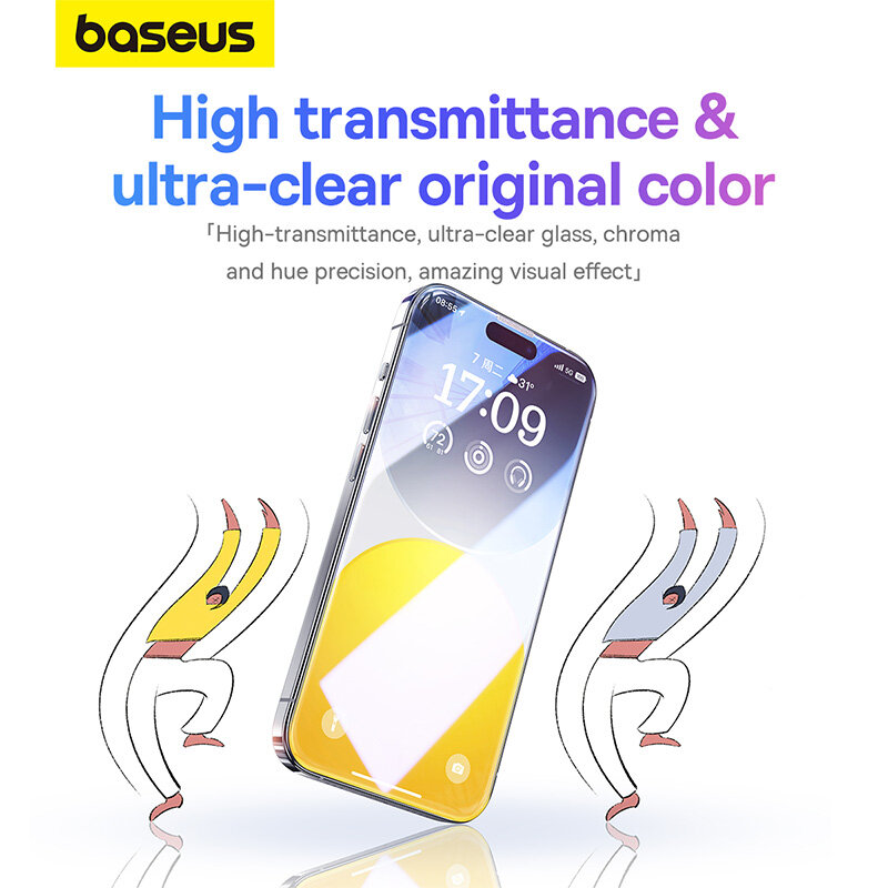 Baseus kính cường lực Cho iPhone 15 Pro Max bảo vệ cho iPhone 15 Cộng Với Glass bảo vệ màn hình cường lực Glass Dễ Dàng dụng cụ lắp đặt màng bảo vệ