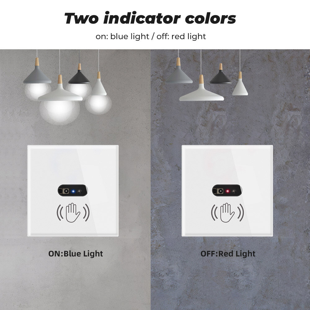 RCYAGO Từ Xa Công Tắc Đèn 10Cm Cảm Biến Hồng Ngoại Kính Chuyển Đổi Bảng Điều Khiển Màn Hình Cảm Biến Thông Minh Mà Không Cần Chạm 90-250V Cho Nhà Phòng Ngủ Phòng Khách