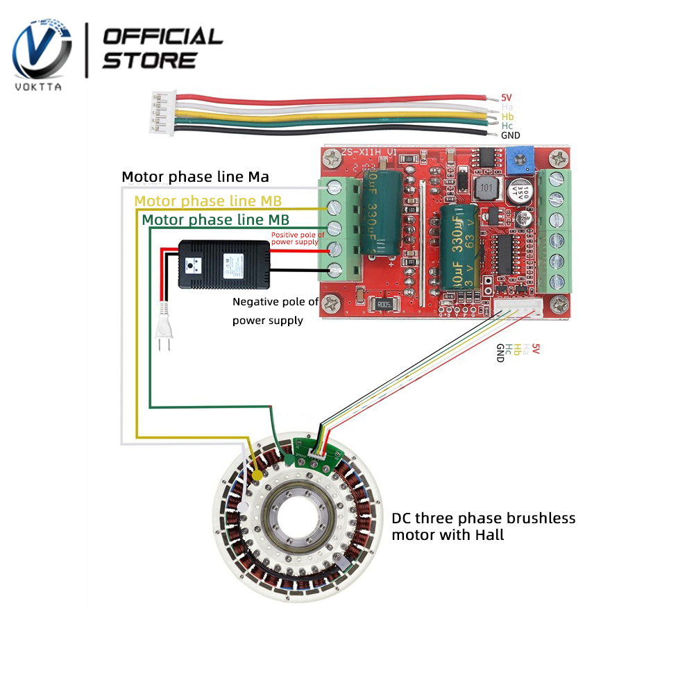 VOKTTA Bo Mạch Điều Khiển Động Cơ DC Không Chổi Than Hiệu Ứng Hall Ba Pha BLDC DC9-60V 400W