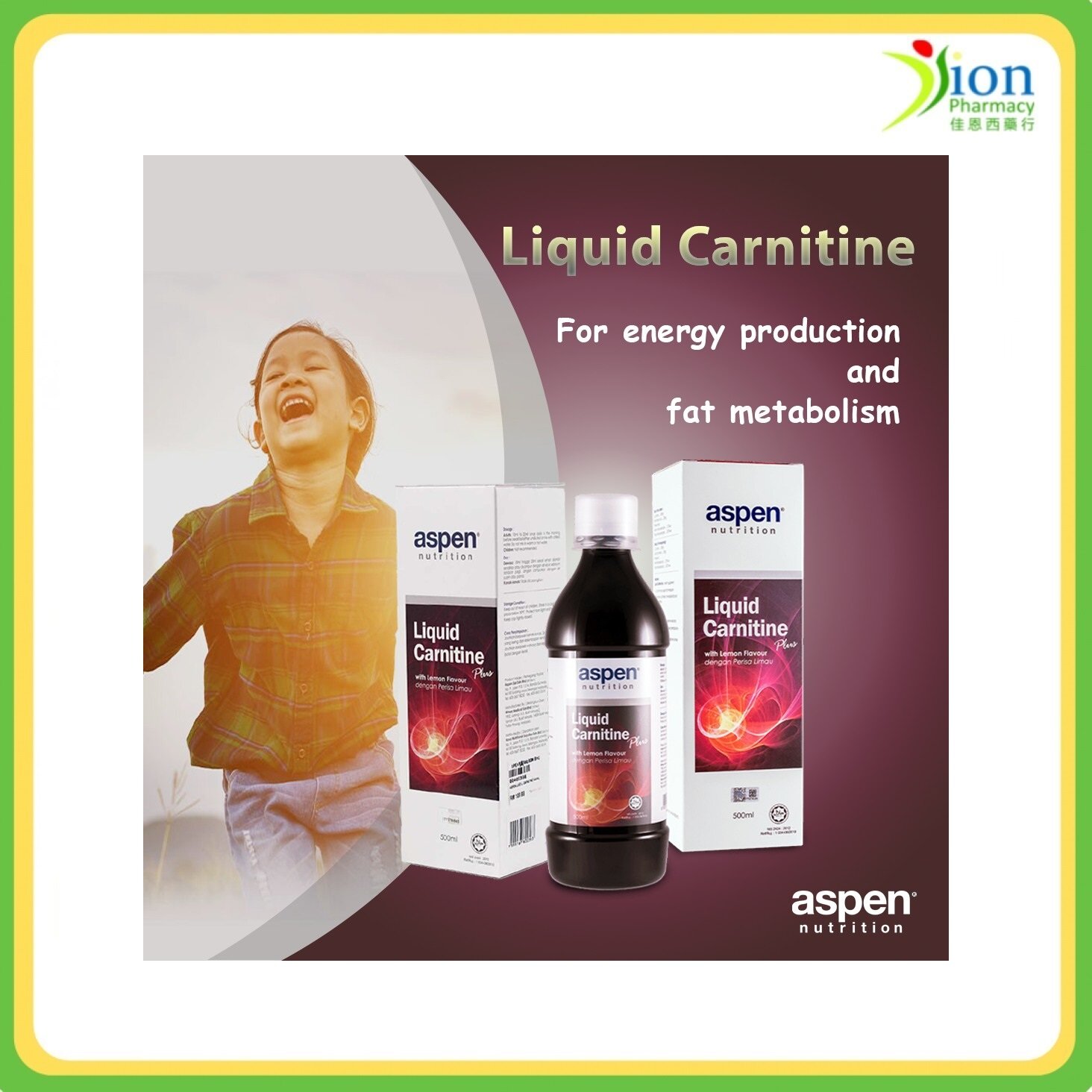 ASPEN NUTRITION LIQUID CARNITINE PLUS (WITH LEMON FLAVOUR) 500ML