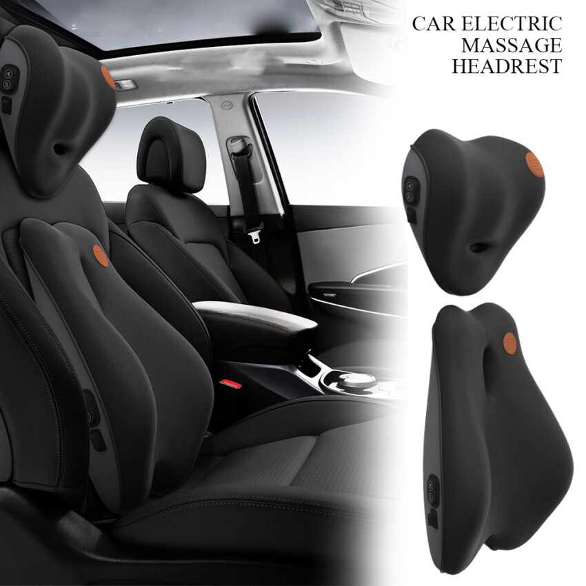 【In Stock】1PC Electric Charging Massage Neck Support Pillow /Car Seat Back Support Headrest Pillow Simulation Human Massage Car Back Travel Home Office