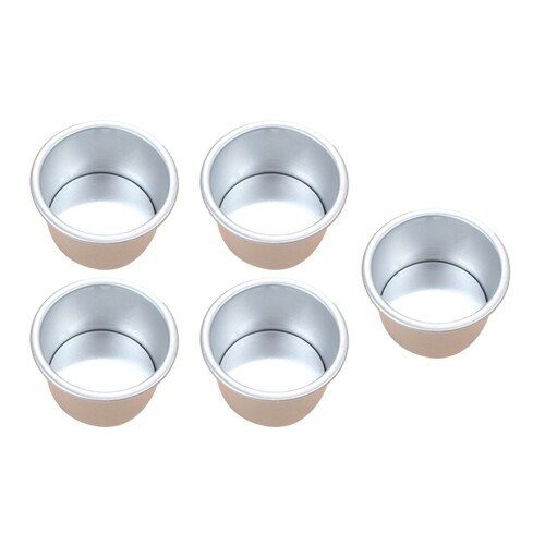 Terylin 5Pcs 2.5inch Round Mini Cake Pan Removable Bottom Pudding Mold DIY Baking Tools