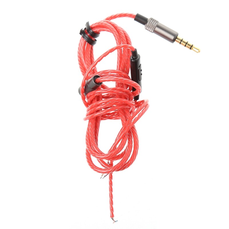 [Hot]3.5mm Jack DIY Replacement Headphone Audio Cable Maintenance Wire With MIC 1.25m