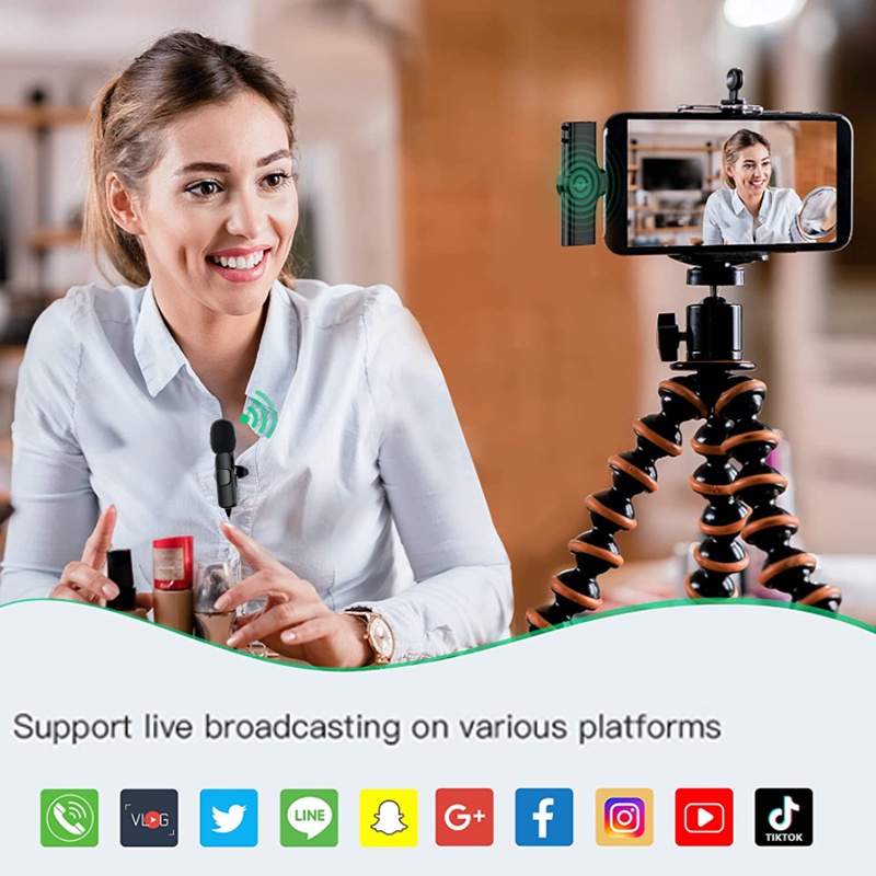 Micro Lavalier Không Dây Cho iPhone Điện Thoại Android Micro Không Dây Mini Thu Âm Kèm YouTube Facebook Vlog TikTok Phát Sóng Trực Tiếp