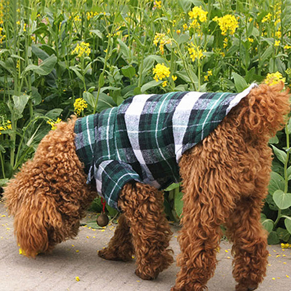 Small Pet Dog Plaid Shirt Lapel Coat Cat Jacket Clothes Costume Top Apparel